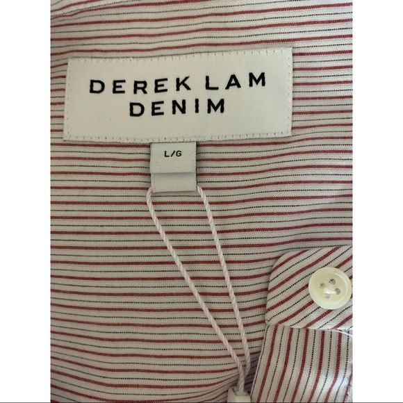 Derek Lam 10 Crosby Striped LS Ruffle B-F Shirt L - Picture 8 of 8